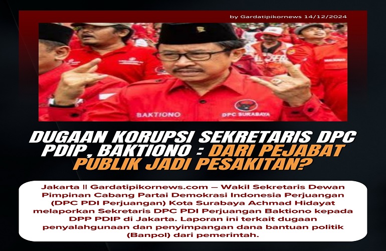 "Minta Fee" Baktiono Sekretaris DPC PDIP Dilaporkan ke DPP PDIP